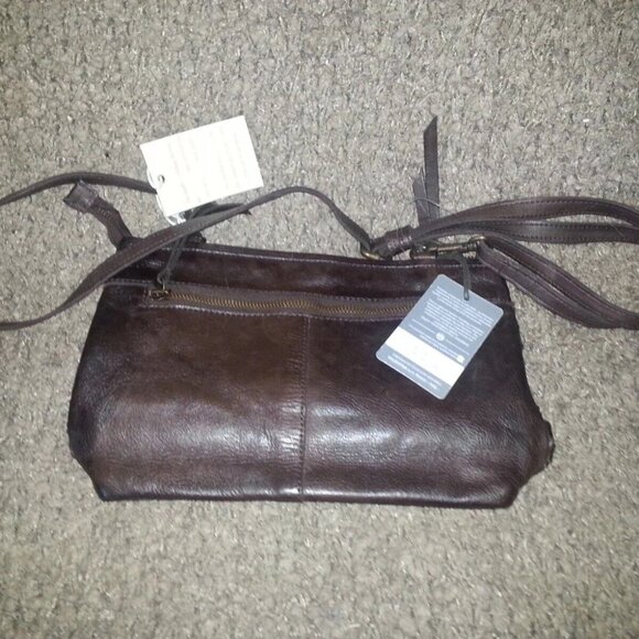 VALENTINA-Dark Brown Woven Leather Crossbody-NEW WITH TAGS - Picture 3 of 5